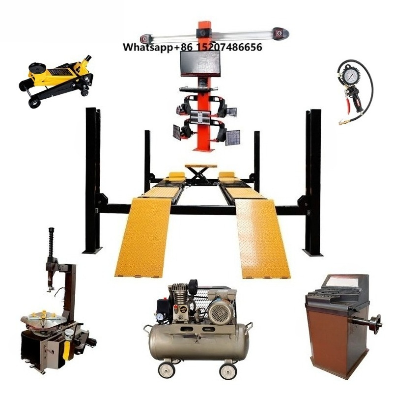 Wheel Alignment Machine - Four Post Double Cylinder Hydraulic Lift